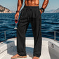 Pantalones de ajuste suelto de lino de moda para hombres con bolsillos