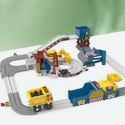 Set de tren y rieles interactivos para aventuras en una mina eléctrica