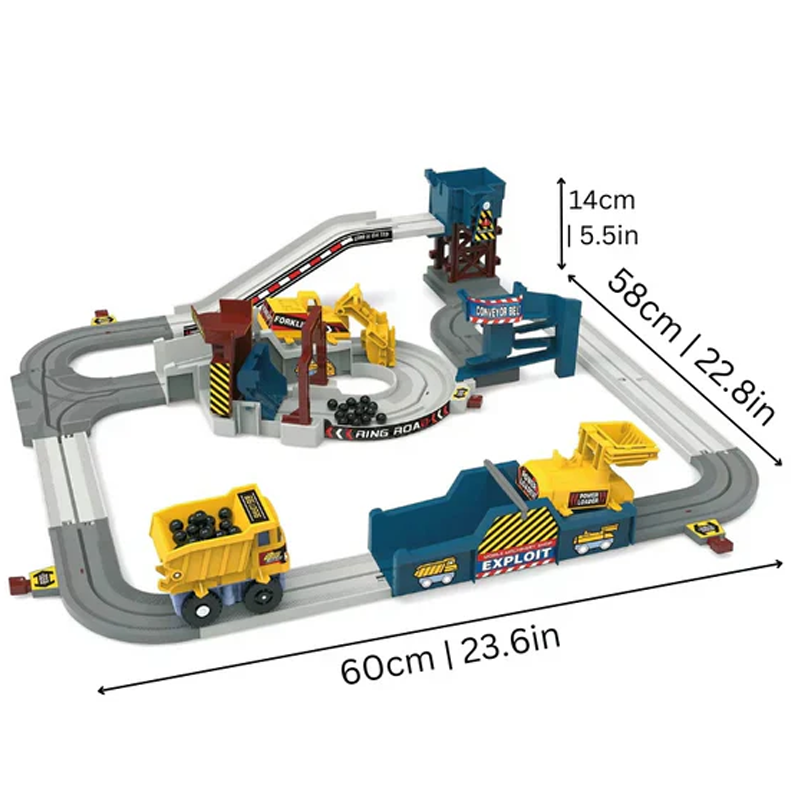 Set de tren y rieles interactivos para aventuras en una mina eléctrica