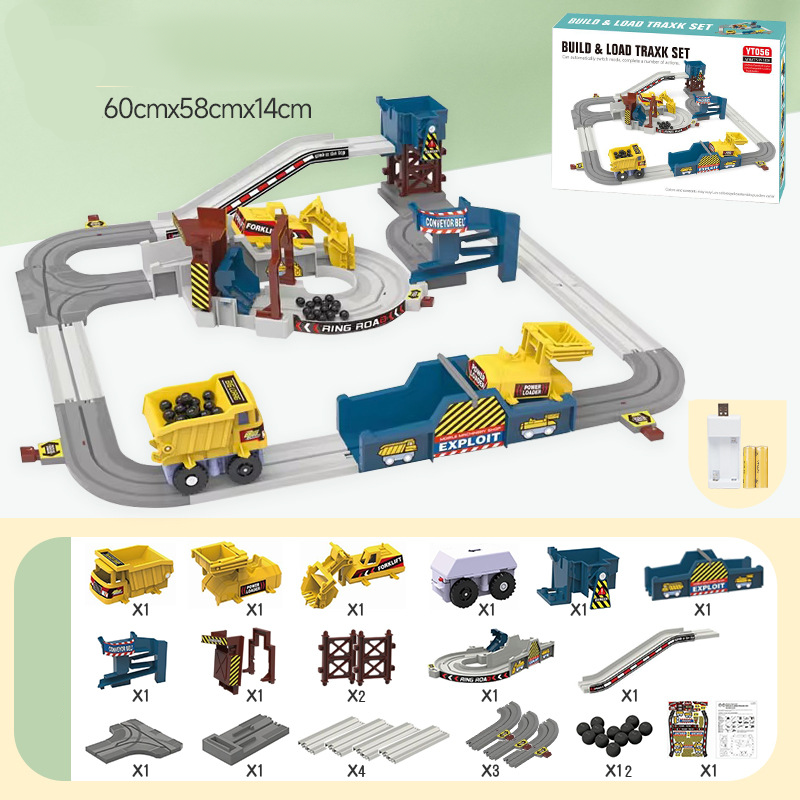 Set de tren y rieles interactivos para aventuras en una mina eléctrica