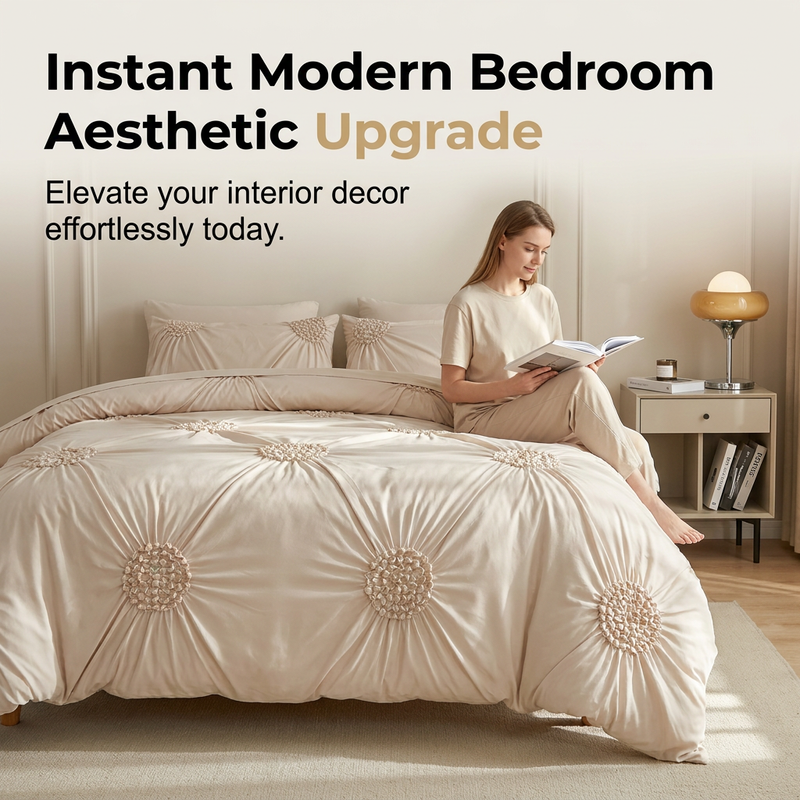 📢📢 ¡50 % de descuento! ⏰🎁 Elegante juego de ropa de cama con un sofisticado diseño plisado: comodidad con estilo para tu dormitorio🛏️✨