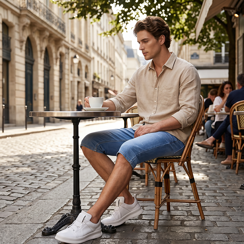 Pantalones cortos de denim ligeros de verano para hombre