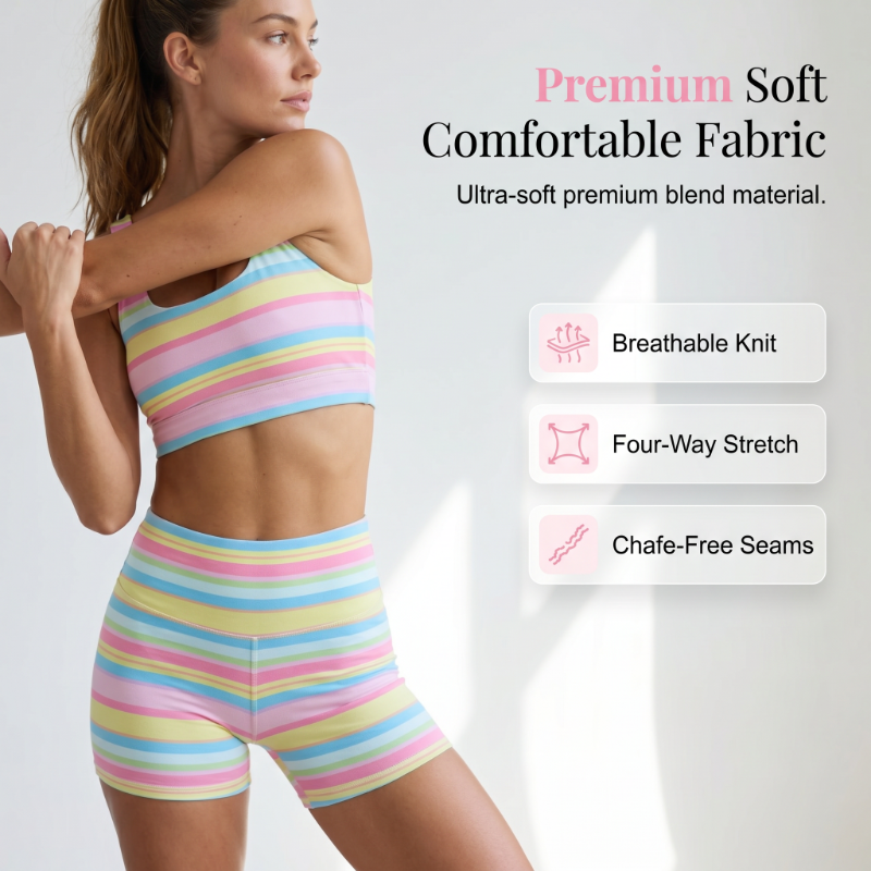 🌬️ Dam regnbågsrandigt tanktop & shorts-set – andningsbart, mjukt & perfekt för lata dagar & varma kvällar 🌅