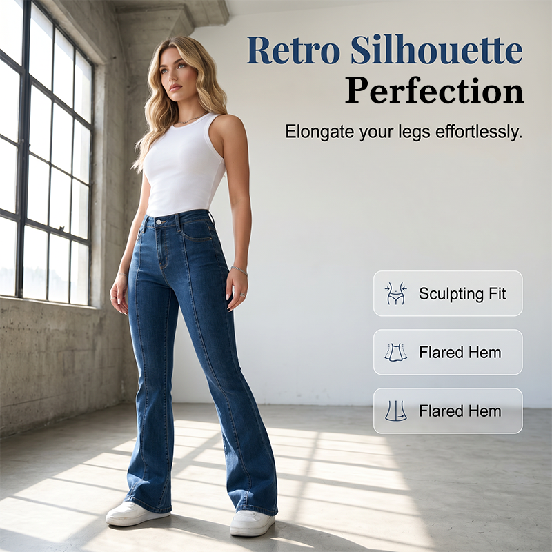 ⏳Limited-time 50% off⏰Women's Classic Slim Fit Stretch Flare Jeans👖