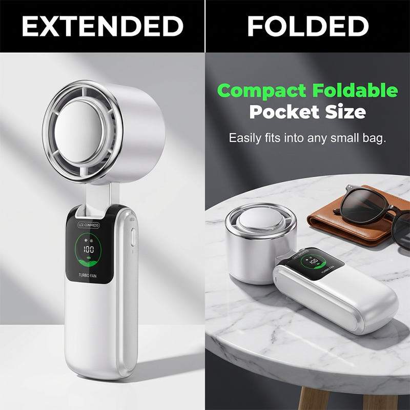Foldable Handheld Fan with Semiconductor Cooling Plate