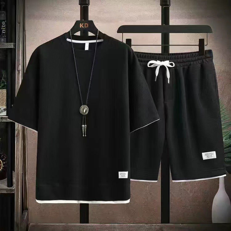 Dos pares de camisetas de manga corta transpirables de tejido waffle en un conjunto de dos piezas