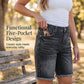Shorts de Mezclilla con Flecos de Cintura Alta Casual para Mujer