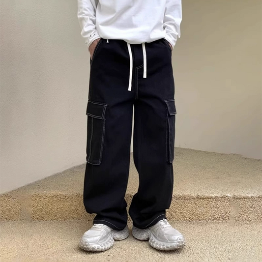 🎉 ¡Oferta 2026 — Más de 38,000 Vendidos! 👖 Vaqueros Cargo de Pierna Ancha – Bolsillos Grandes y Cintura con Cordón 🎒