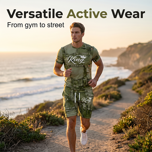 🎉 ¡TIEMPO LIMITADO 50% OFF! 👕 Conjunto de Camiseta y Shorts con Estampado Falso Denim para Hombre – ¡+33K Vendidos! Estampado Digital 3D y Comodidad Todo el Día 🧢