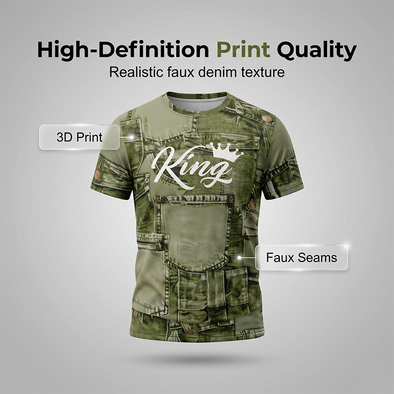 🎉 LIMITED TIME 50% OFF! 👕 Men's Casual Faux Denim Print T-Shirt Shorts Set – 33K+ Sold! 3D Digital Print & All-Day Comfort 🧢