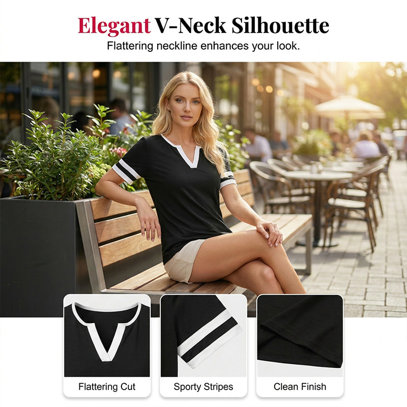 🎁2026 New Arrivals 55% OFF💥Women's Short Sleeve Color Block Tee