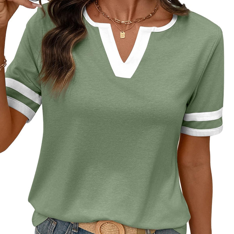 🎁2026 New Arrivals 55% OFF💥Women's Short Sleeve Color Block Tee