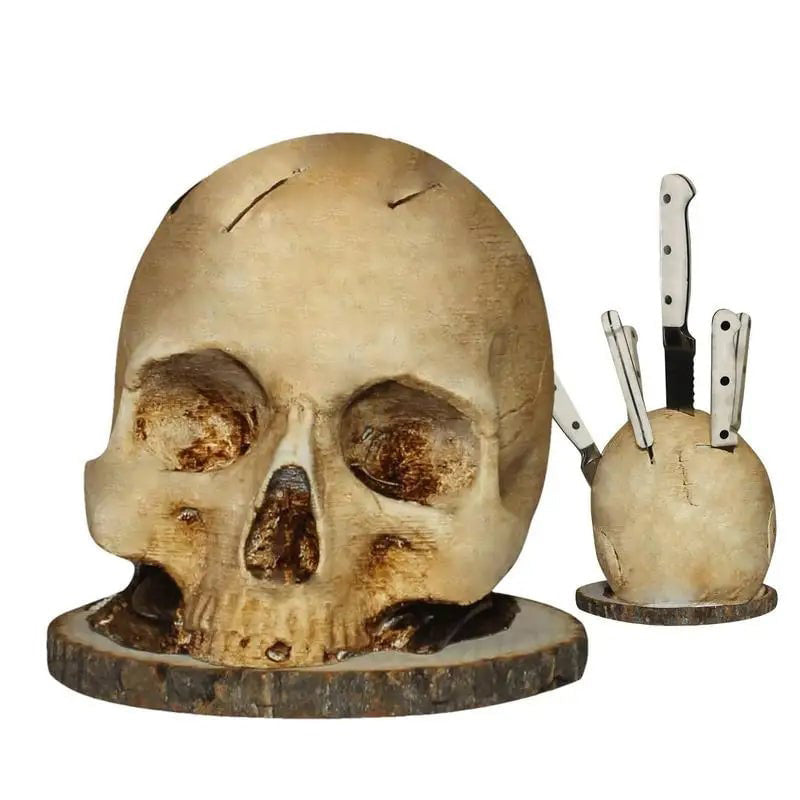 Portacuchillos Creativo de Resina con Diseño de Calavera 💀 | Decoración Original para Cocina