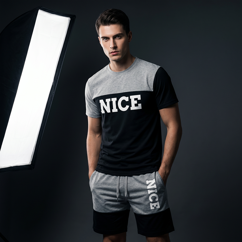 🎉 LIMITED TIME 50% OFF! 👕 Men's Color-Block Tee and Shorts Set – Breathable Fabric & Adjustable Drawstring Waist 🔥