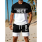🎉 LIMITED TIME 50% OFF! 👕 Men's Color-Block Tee and Shorts Set – Breathable Fabric & Adjustable Drawstring Waist 🔥