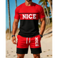 🎉 LIMITED TIME 50% OFF! 👕 Men's Color-Block Tee and Shorts Set – Breathable Fabric & Adjustable Drawstring Waist 🔥