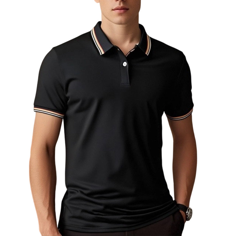 Camiseta de Manga Corta de Secado Rápido con Solapa de Contraste para Hombre
