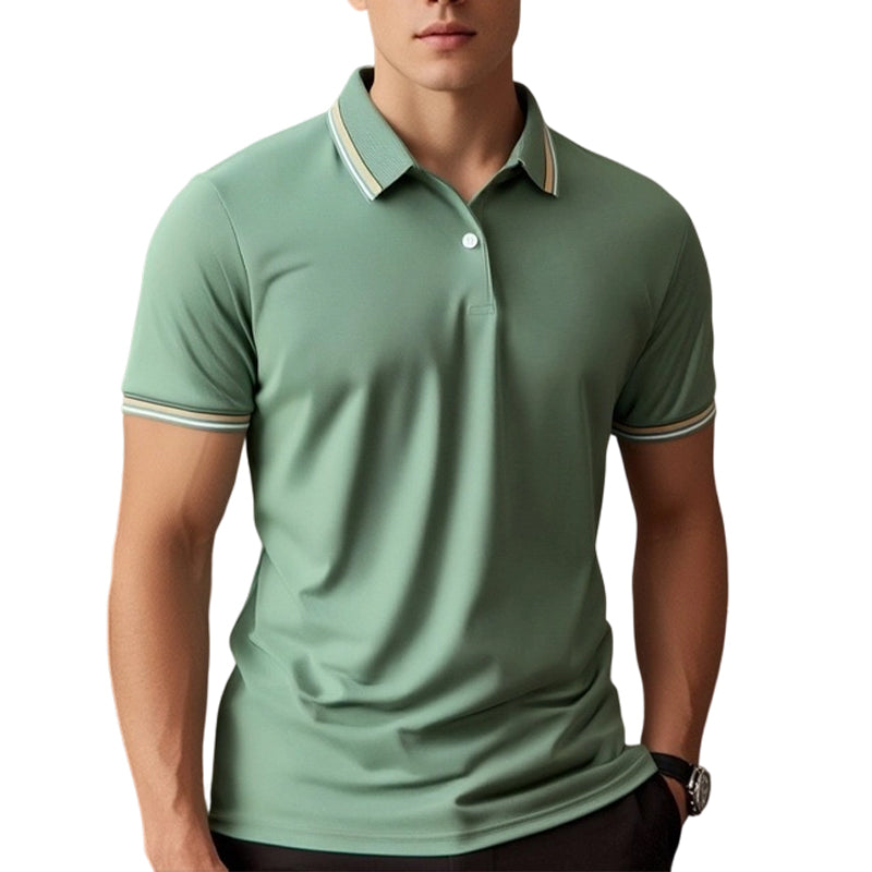 Camiseta de Manga Corta de Secado Rápido con Solapa de Contraste para Hombre
