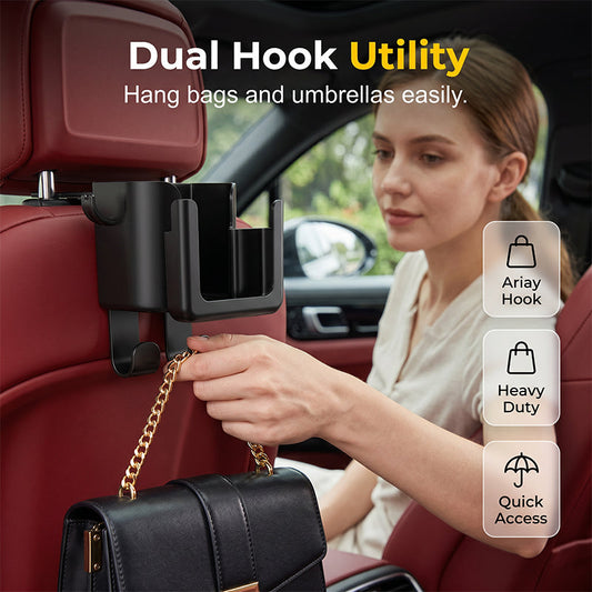 🎉 ¡Oferta 2026 — Más de 35,000 Vendidos! 🚗 Portavasos para Auto Ahorra Espacio – Ganchos Dobles y Organizador de Asiento 🧹