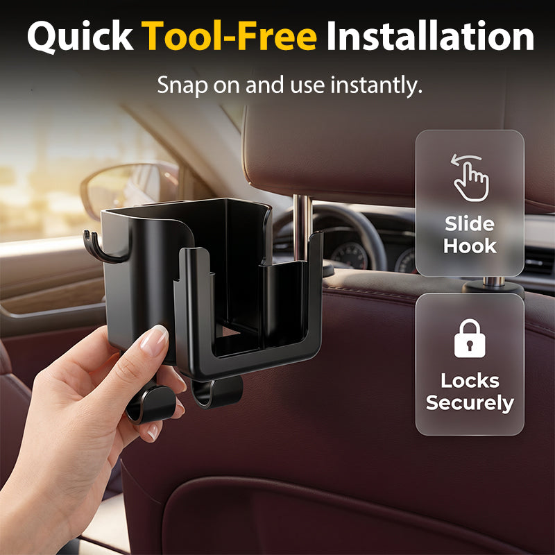 🎉 2026 Sale — Over 35,000 Sold! 🚗 Space-Saving Car Cup Holder – Dual Hooks & Seat Organizer 🧹