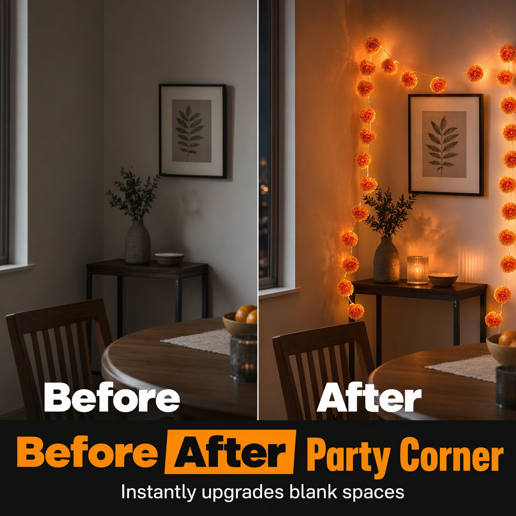 🎃🌼 Guirnalda Luminosa de Caléndula – Brillo Naranja Festivo para un Halloween Acogedor y Espeluznante ✨🕸️