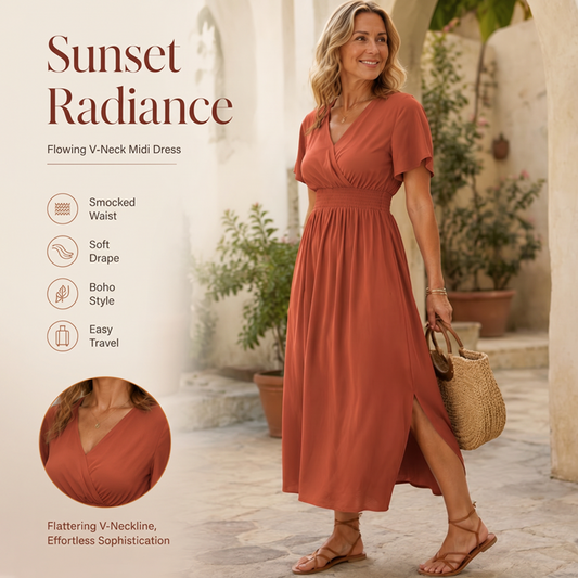 Vestido Maxi de Verano para Mujer con Escote en V y Abertura Lateral