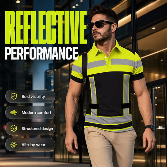 Camisa corta de manga corta reflectante de alta visibilidad para hombres