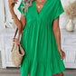 Vestido Casual Holgado con Escote en V y Dobladillo con Volantes