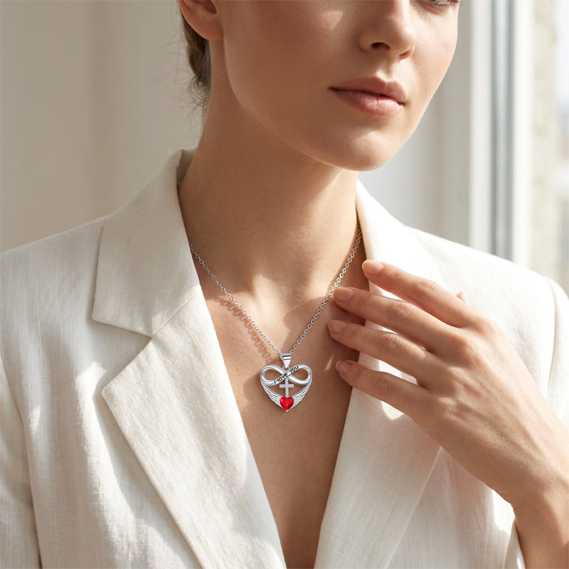 🎉 Venta 2026 — ¡Más de 36,000 Vendidos! 💖 Collar de Cruz con Corazón Infinito y Colgante de Ala – Fe y Amor Eterno ✨