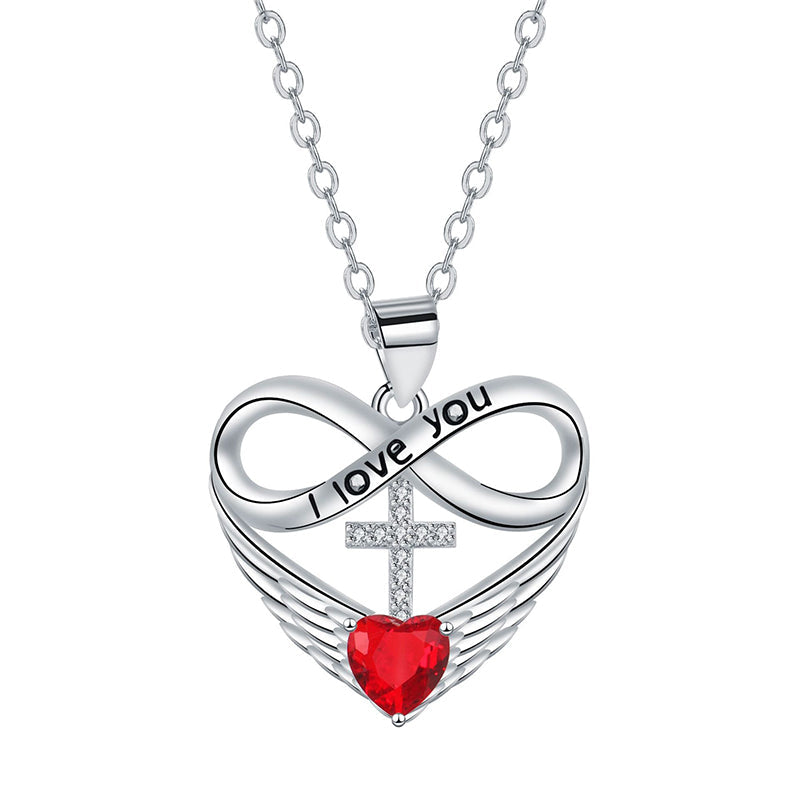 🎉 Venta 2026 — ¡Más de 36,000 Vendidos! 💖 Collar de Cruz con Corazón Infinito y Colgante de Ala – Fe y Amor Eterno ✨