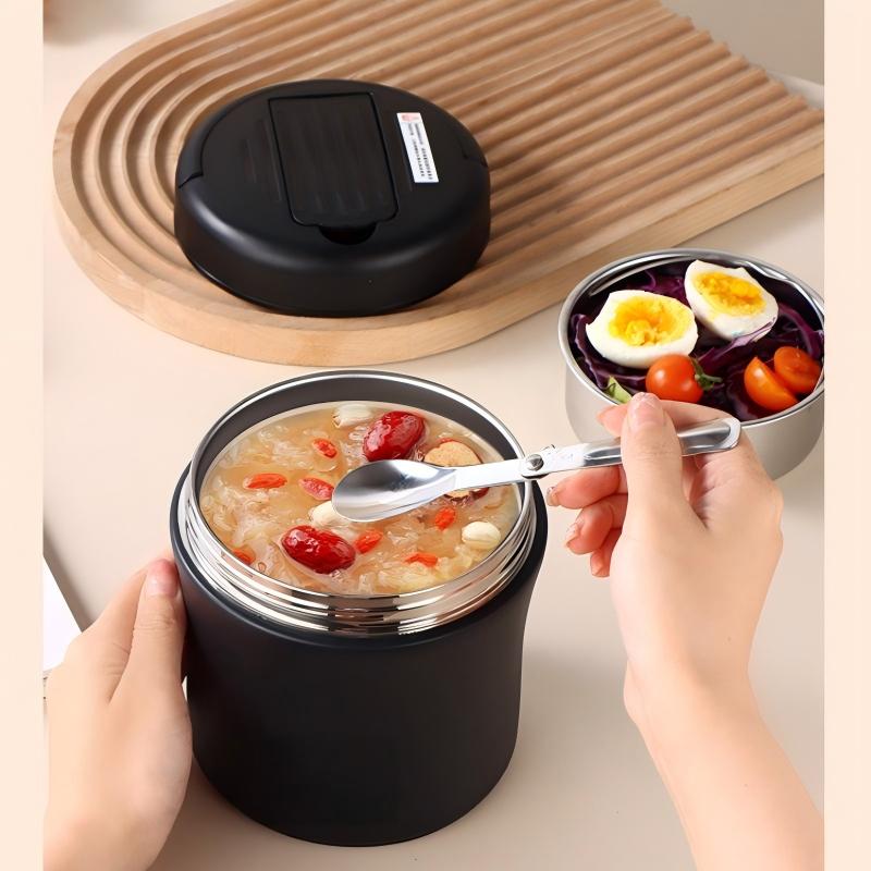 🍱 50% OFF NOW! ⏰ Vacuum Insulated Food Jar with Folding Spoon – Keeps hot/cold for 12h – Leak-proof & portable – perfect for lunch, travel or office 🥄🌿✨