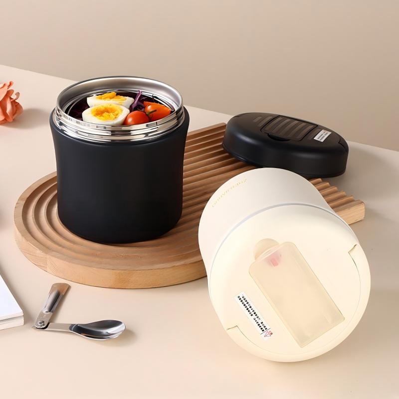 🍱 50% OFF NOW! ⏰ Vacuum Insulated Food Jar with Folding Spoon – Keeps hot/cold for 12h – Leak-proof & portable – perfect for lunch, travel or office 🥄🌿✨