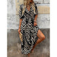 🌺 2026 Sale — Over 46,000 Sold!✨ Chevron Print V-Neck Midi Dress