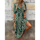 🌺 2026 Sale — Over 46,000 Sold!✨ Chevron Print V-Neck Midi Dress