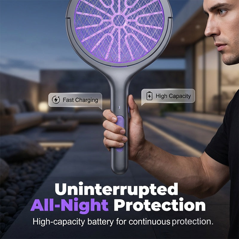 🥳🛡️Matainsectos recargable: malla de seguridad de triple capa, mango extensible, giratorio para atrapar insectos en paredes y esquinas. ¡Un sueño sin plagas, seguridad sin preocupaciones! 🌟💚
