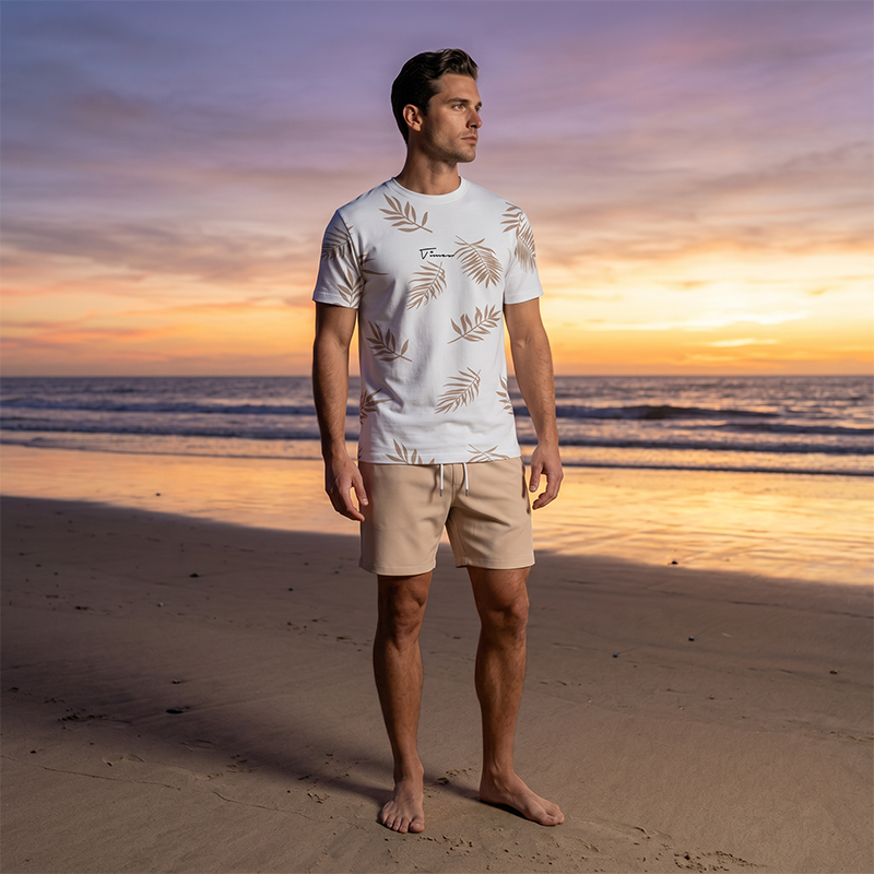 Conjunto de 2 Piezas Estampado de Verano para Hombre