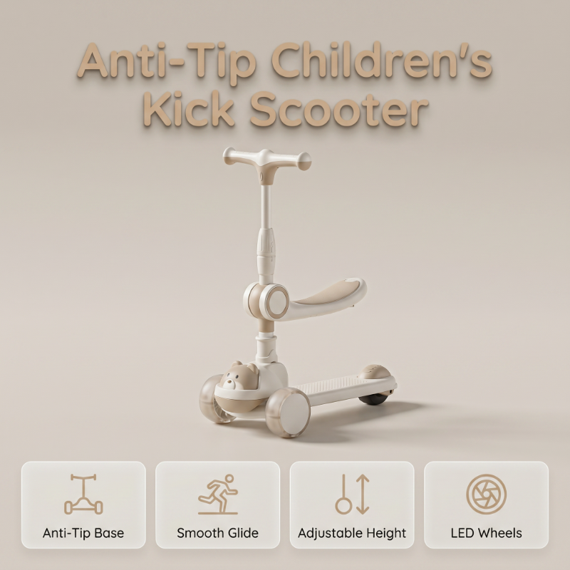 📢📢50% OFF !! ⏰🛴Anti-Tip Children's Kick Scooter with Luminous Wheels