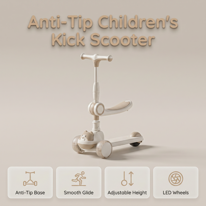 📢📢50% OFF !! ⏰🛴Anti-Tip Children's Kick Scooter with Luminous Wheels