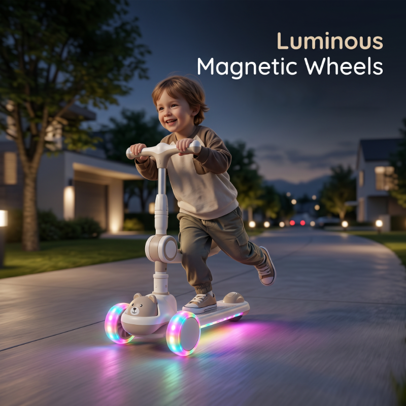 📢📢50% OFF !! ⏰🛴Anti-Tip Children's Kick Scooter with Luminous Wheels