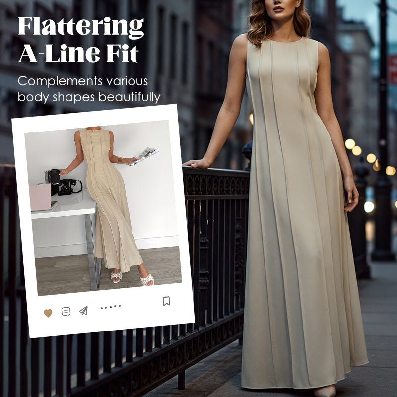 🎁2026 New Arrivals 50% OFF💥Women's Sleeveless Pleated Maxi Dress – Flattering A-line – 94K+ sold, perfect for summer or special occasions 🌸🌿☀️