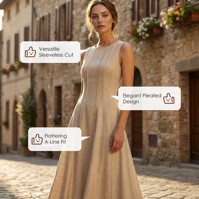 🎁2026 New Arrivals 50% OFF💥Women's Sleeveless Pleated Maxi Dress – Flattering A-line – 94K+ sold, perfect for summer or special occasions 🌸🌿☀️