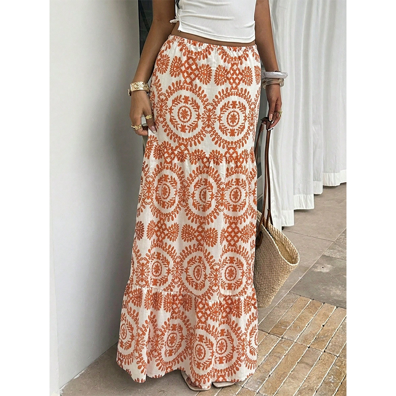 🔥50% de descuento ahora🌴Falda larga fluida para mujeres - Ligera para vacaciones de verano falda larga para playa y uso diario