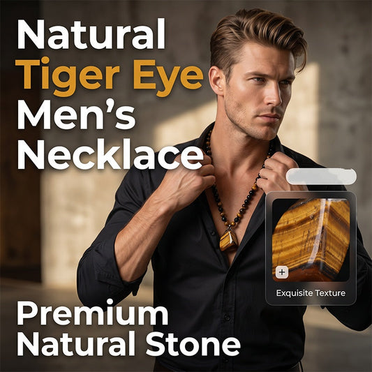🔥50% DE DESCUENTO AHORA🦁Collar de Cuentas de Ojo de Tigre Natural para Hombre – Joya de Piedra de Sanación Energética Elegante para Uso Diario y Regalos