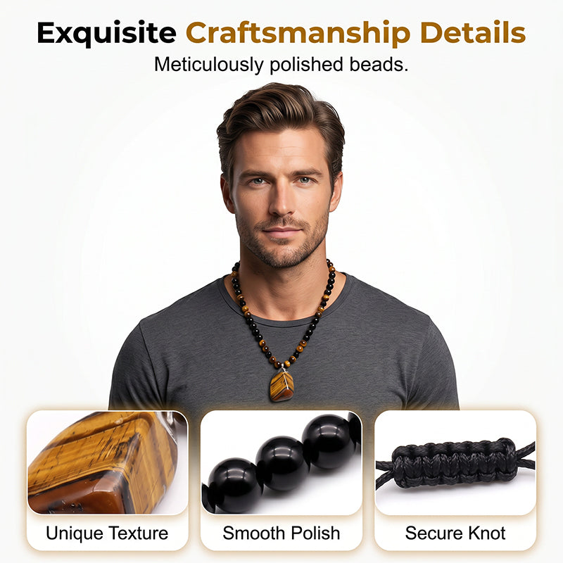 🔥50% OFF NOW🦁Men's Natural Tiger's‑Eye Beaded Necklace‑Stylish Energy Healing Stone Jewelry for Daily & Gift‑Giving