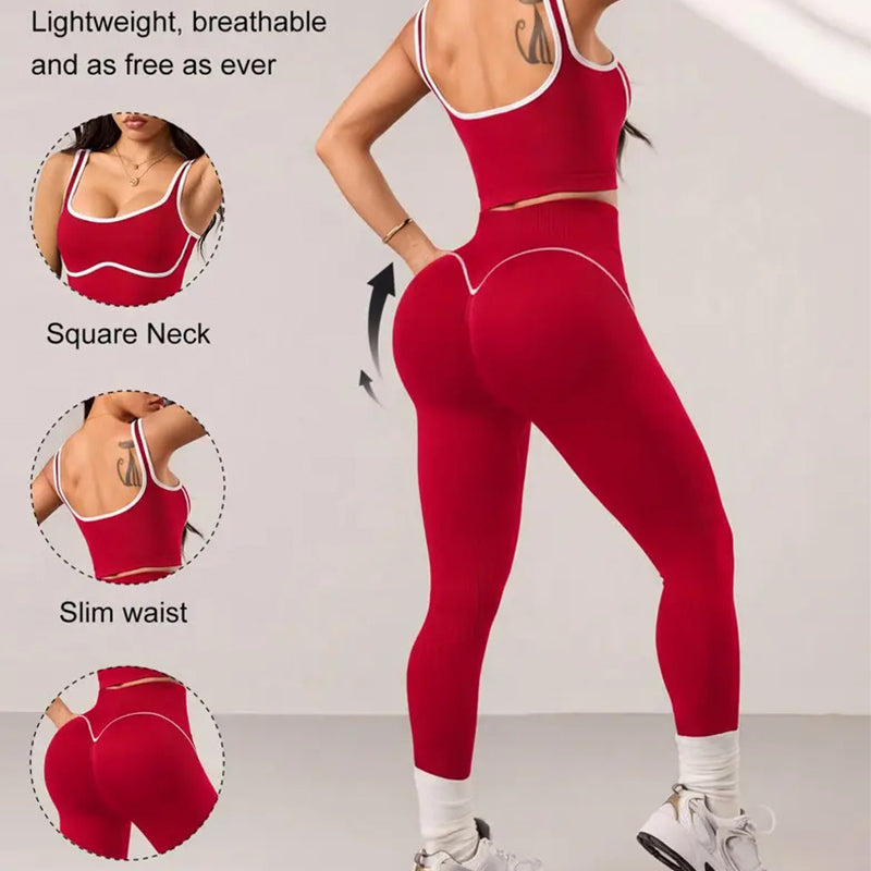 Conjunto de sujetador deportivo y leggings de gran elasticidad para mujer