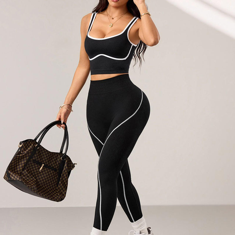 Conjunto de sujetador deportivo y leggings de gran elasticidad para mujer