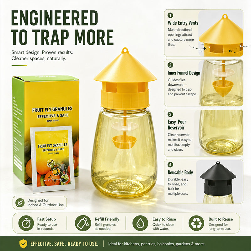 ⏳🔥¡50 % DE DESCUENTO POR TIEMPO LIMITADO! ⏰ 😫🚫 Trampa Anti-Moscas Colgante – Adiós a las Plagas y los Insectos en tu Comida, Protección Limpia sin Olores Fuertes 🍽️✅