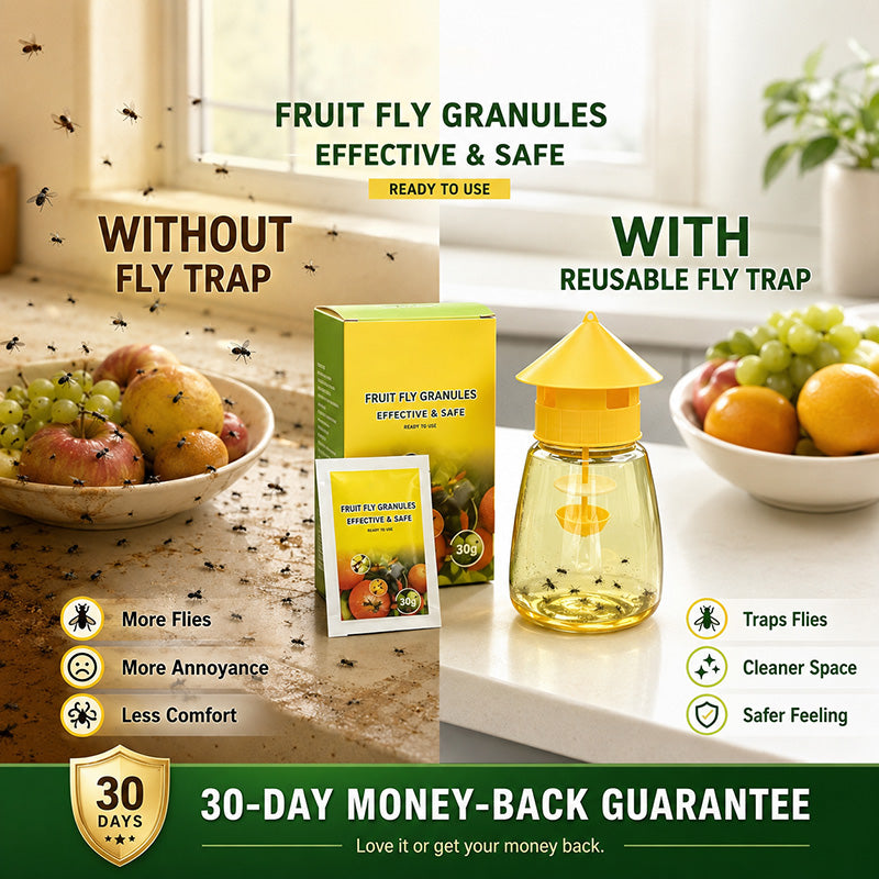 ⏳🔥¡50 % DE DESCUENTO POR TIEMPO LIMITADO! ⏰ 😫🚫 Trampa Anti-Moscas Colgante – Adiós a las Plagas y los Insectos en tu Comida, Protección Limpia sin Olores Fuertes 🍽️✅