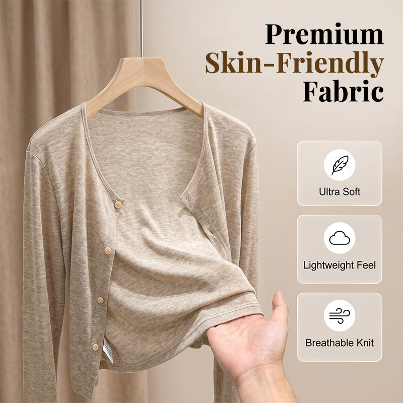 Cárdigan Corto Ligero para Mujer – Botones Frontales, Chal de Verano para Vestido