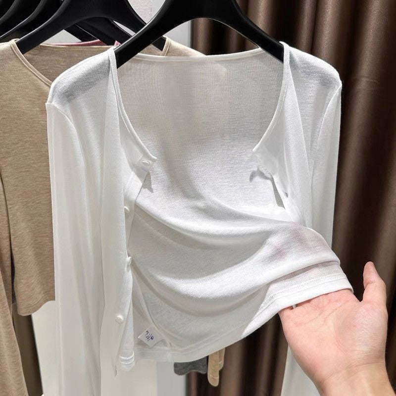 Cárdigan Corto Ligero para Mujer – Botones Frontales, Chal de Verano para Vestido